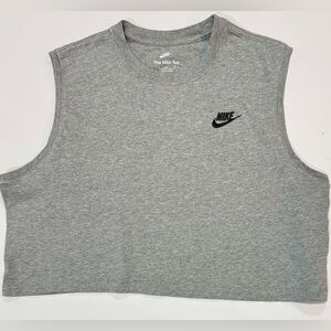 Nike Gray Cropped Tank Top Womens Large Sleeveless Athletic Tee